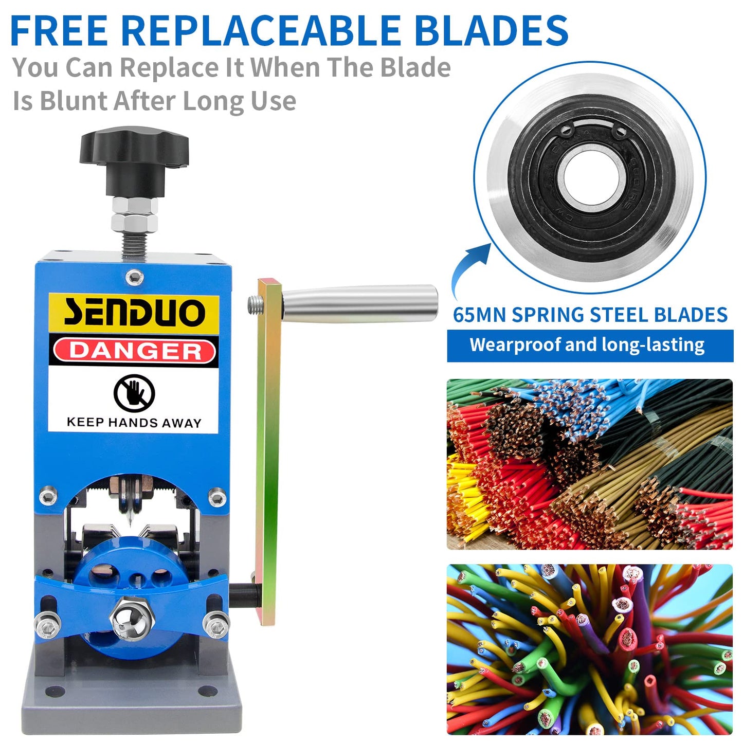 Upgraded Manual Wire Stripper Machine & Upgraded Replacement Blade，Cable Stripper Machine for Drill, Wire Stripper Tool With Hand Crank Portable,Wire Stripping Machine For Scrap Copper Recycling