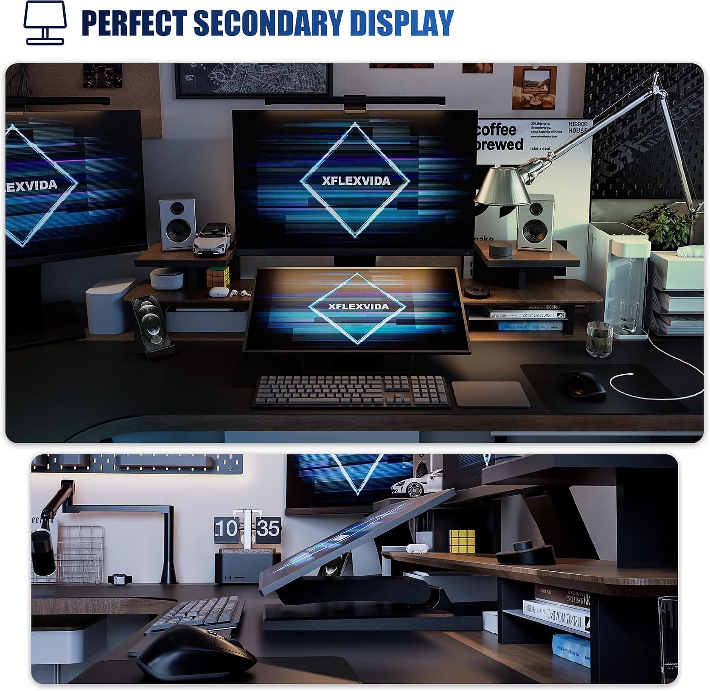 XFlexVida 1024" 75x75/100x100mm Upgraded Adjustable Folding VESA Stand for Screens Includes Extension for Recessed