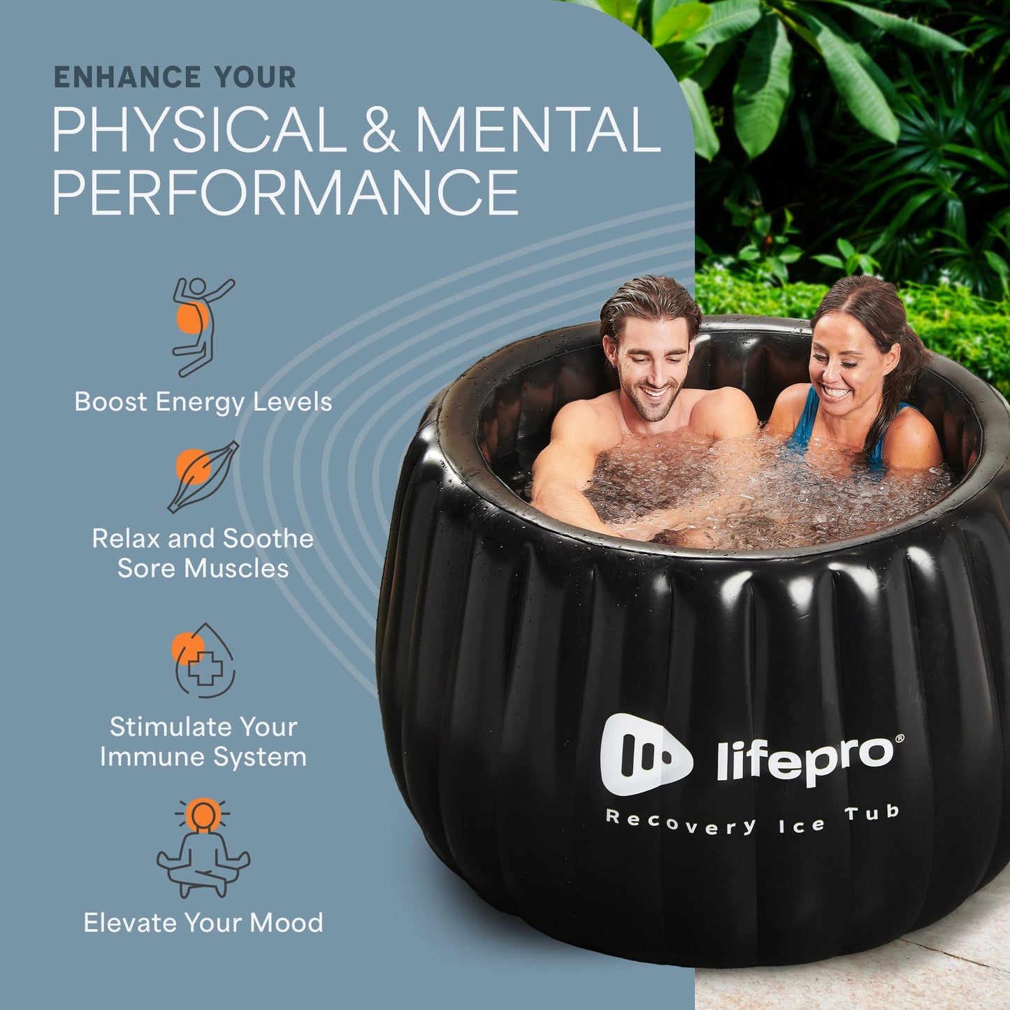 Lifepro 2-Person Portable Ice Bath Tub for Athletes XL - Self-Inflatable Ice Bath Tub for Adults- Foldable Ice Pod Cold Plunge Tub for Outdoor Ice Bath - Durable Ice Plunge Tub for Ice Baths at Home