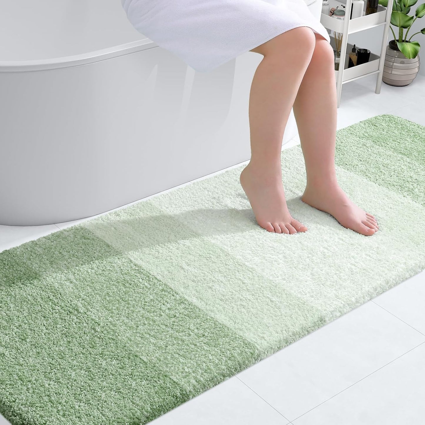 OLANLY Bathroom Runner Rug - Extra Soft Microfiber Mat, Quick Dry & Washable | 70x24, Sage Green