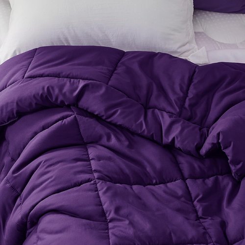 Bedsure Comforter Duvet Insert - All-Season Twin Size Quilted Down Alternative Blanket, Purple 88 x 68 Inches