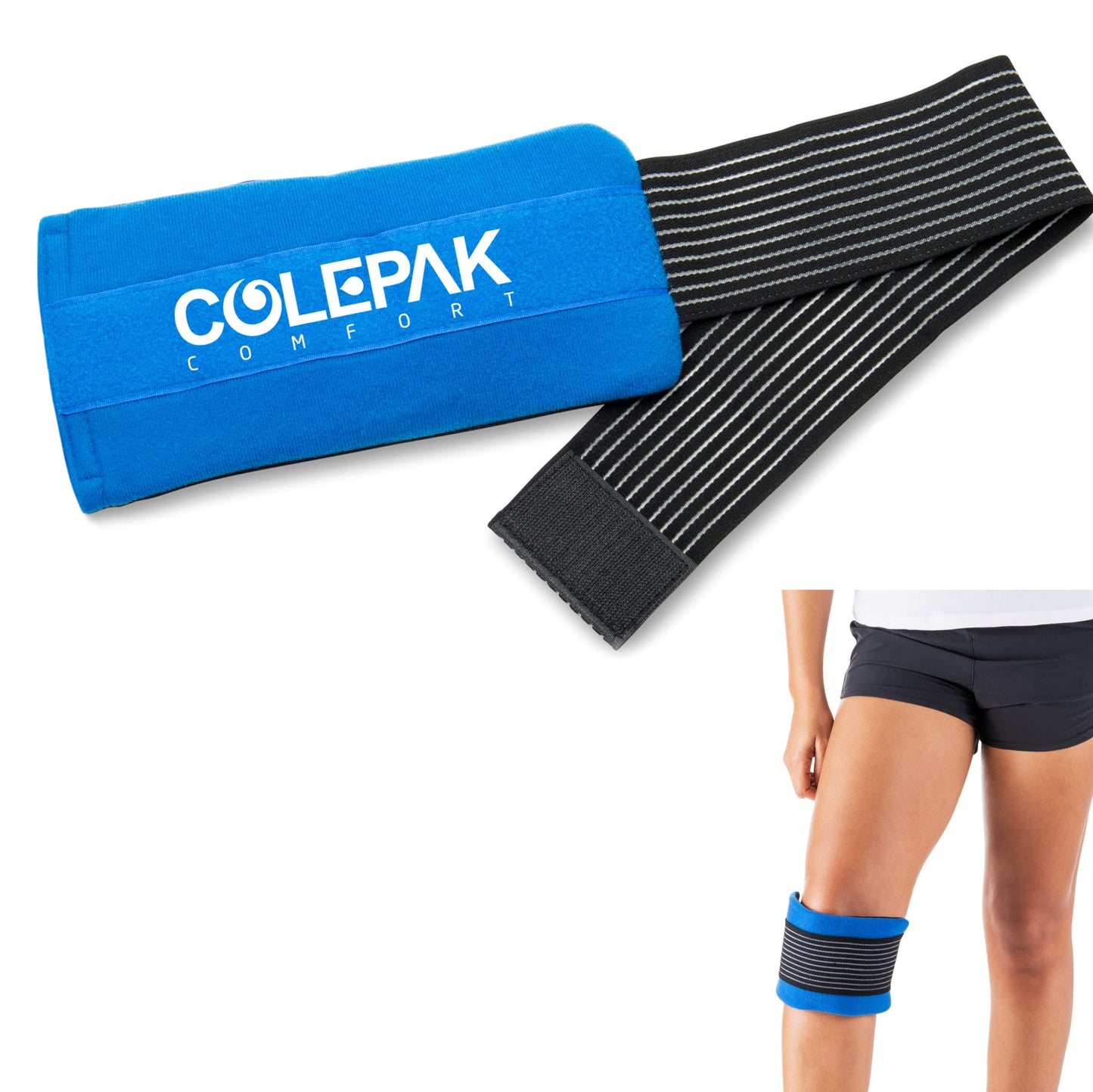 ColePak Comfort Ice Pack Sleeve - 5.5" x 9.5" Pouch Holder with Wide Elastic Strap (Ice Pack Not Included) Blue