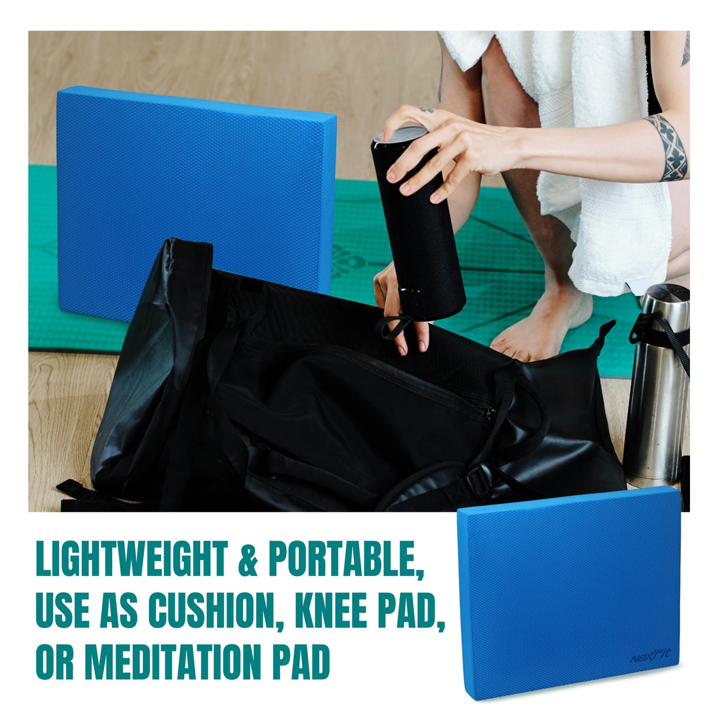 NexFit High-Density Balance Pad - Durable TPE Foam Balance Pad Physical Therapy , Foam Exercise Pad with Non-Slip Surface, Lightweight for Home & Gym Workouts, Core Strength & Balance Enhancement (Blue)
