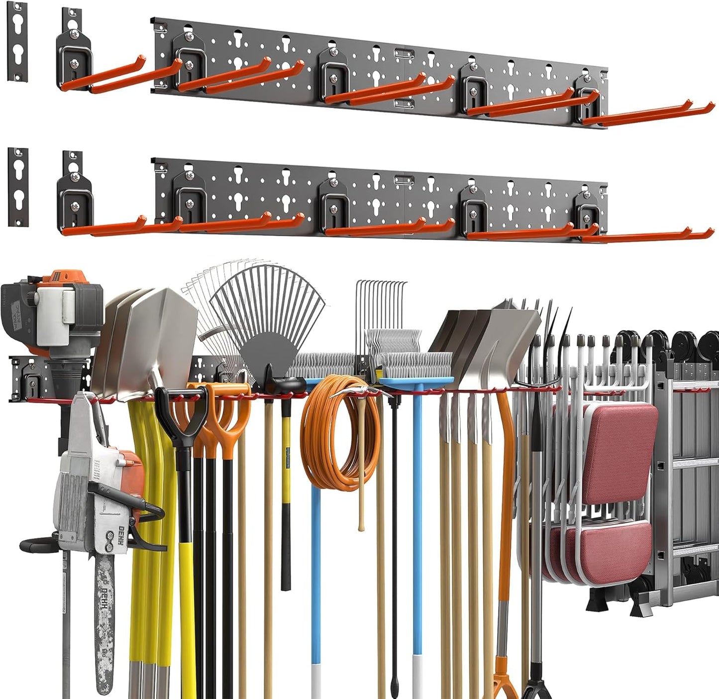 TORACK Garden Tool Organizer - Wall-Mounted Storage Rack for Shovels, Rakes, and Brooms | Space-Saving Design