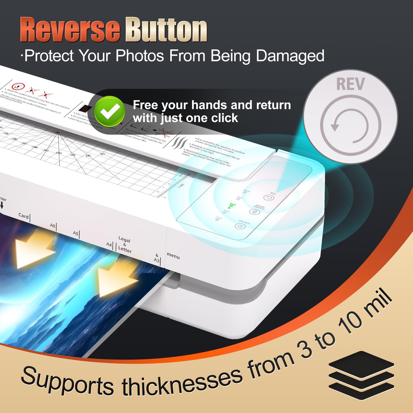 Commercial Laminator Machine 13 Inch 4-Roller, 55s Fast Warm-Up Never-Jam Lamination Machine, 3-10 Mil Thickness, Supports 11x17 & A3 Document Laminating, Includes 30 Laminating Sheets White