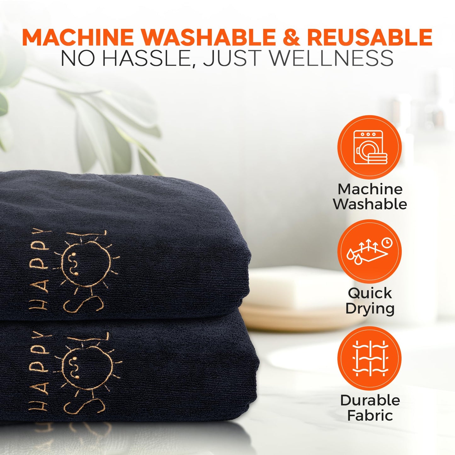 Happy Sol Sauna Blanket Towel Insert - Absorbent Insert for Sauna Blanket - Reusable and Machine Washable - 58"x70"- Luxurious Microfiber Material