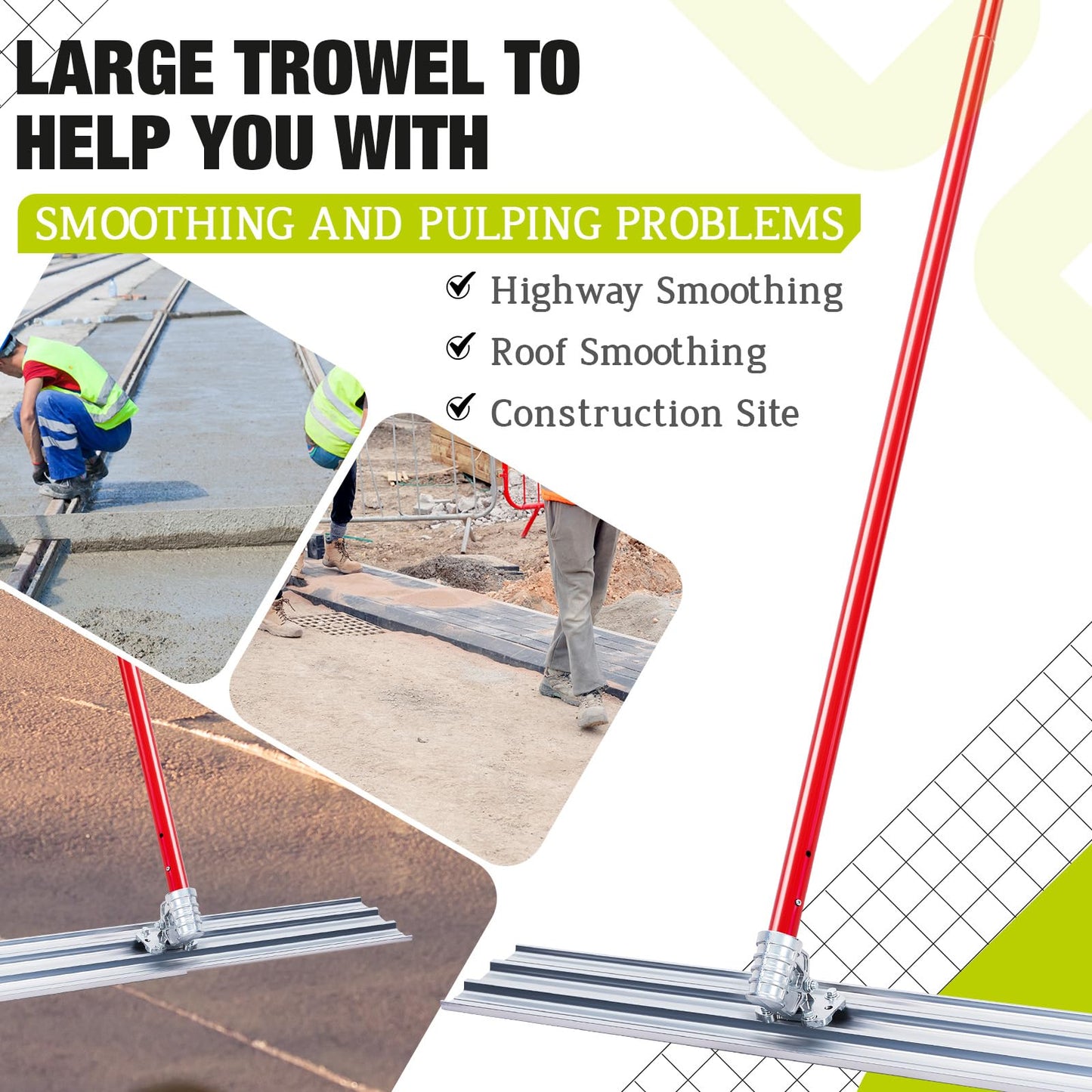 48 x 8 Inch Bull Float for Concrete,Magnesium Alloy Concrete Float with Adjustable Bracket & 4 Handles, Professional Cement Screeding and Finishing Tool Kit for Driveways, Construction Sites