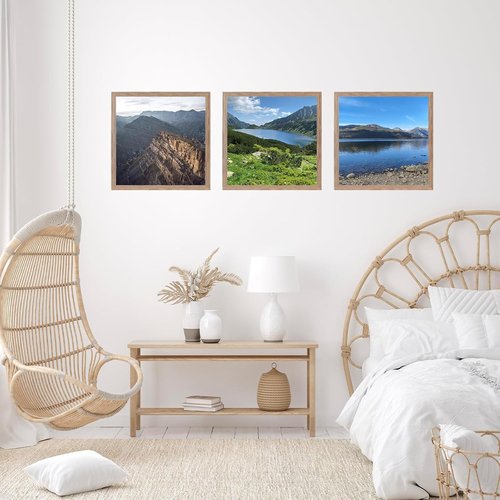 JCJMY 12x12 Inch Picture Frame - Rustic Brown Wall Gallery Frame with Shatter-Resistant Plexiglass