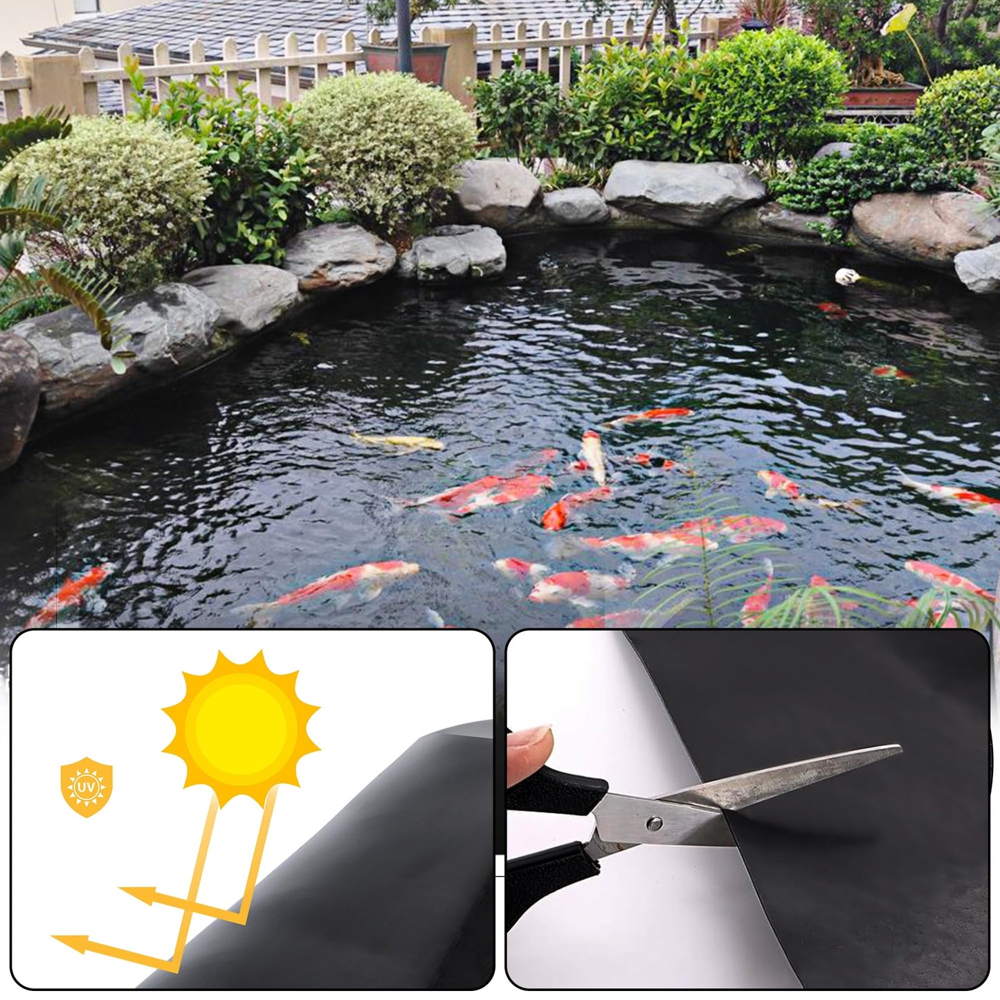 Adroiteet 20 x 25 FT Pond Liner, 20 Mil Fish Pond HDPE Liner, Pond Liners for Outdoor Ponds, Koi Ponds, Garden Fountain, Waterfall