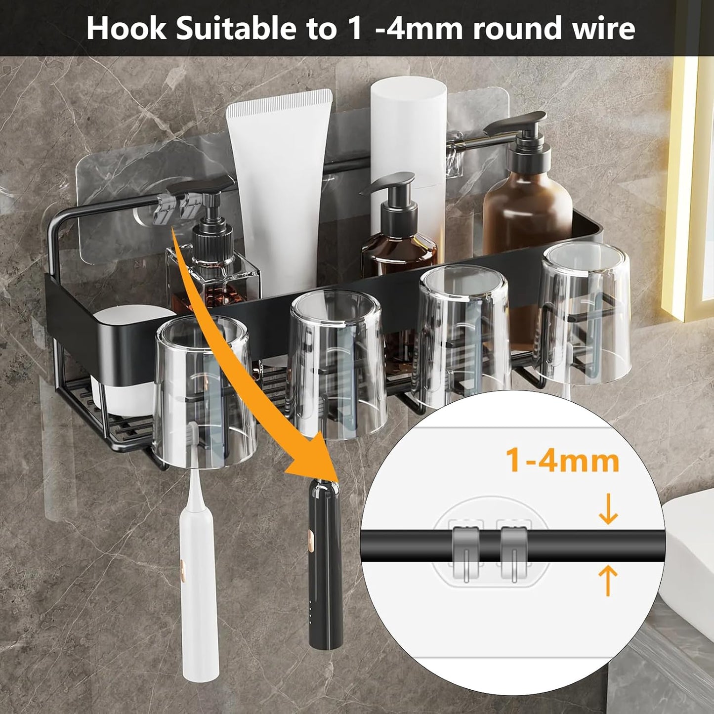 Skiennix Shower Caddy Adhesive Hooks - Strong Replacement for Rack Basket Holder | 2 Pack