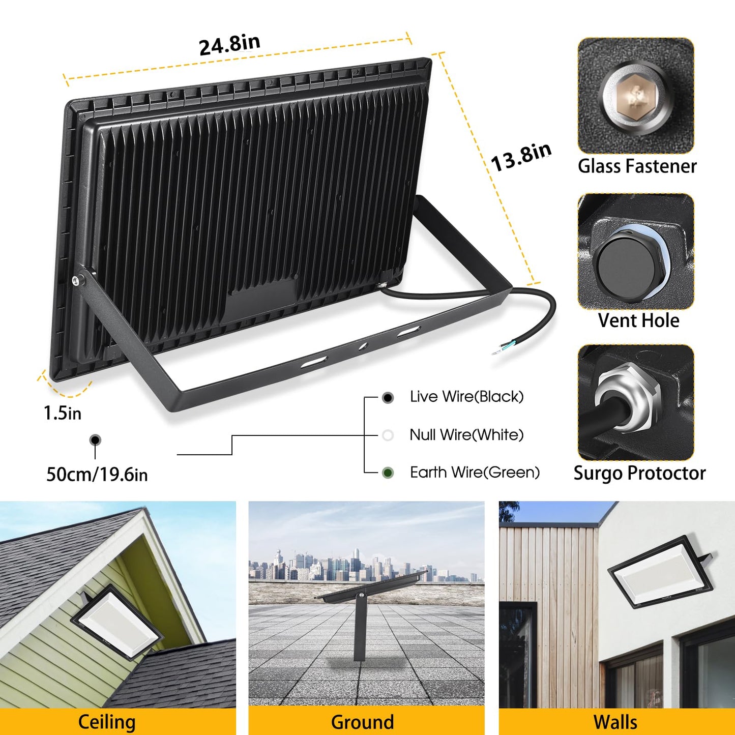 XYCN 800W 2pack LED Flood Lights,3700 watt Equivalent 89500LM Super Bright Outdoor LED Arena Lights 100-277V IP65 Waterproof 5000K Daylight Commercial Lighting for Stadium,Backyard, Parking lot etc