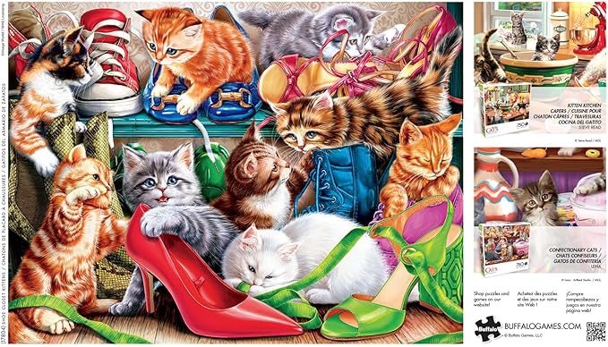 Buffalo Games - Shoe Closet Kittens - 750 Piece Jigsaw Puzzle for Adults -Challenging Puzzle Perfect for Game Nights - Finished Size is 24 x 18