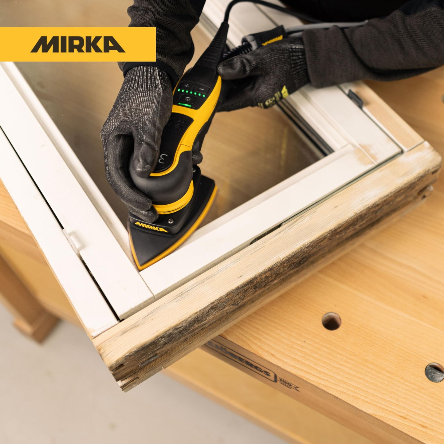 Mirka DEOS II Delta 663X Orbital Sander 4"x6"x6" Triangle Detail Sander, 3mm Orbit, Brushless Motor, Low Vibration, Dust-Free Corner Sander for Woodworking, Drywall, Painting & Furniture