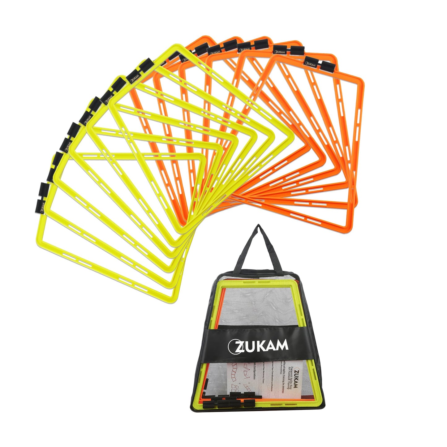 ZUKAM Trapezoid Agility Rings for Speed Training & Agility Footwork Training Speed Hurdles Ladder with Carrying Bag (12 Rings)