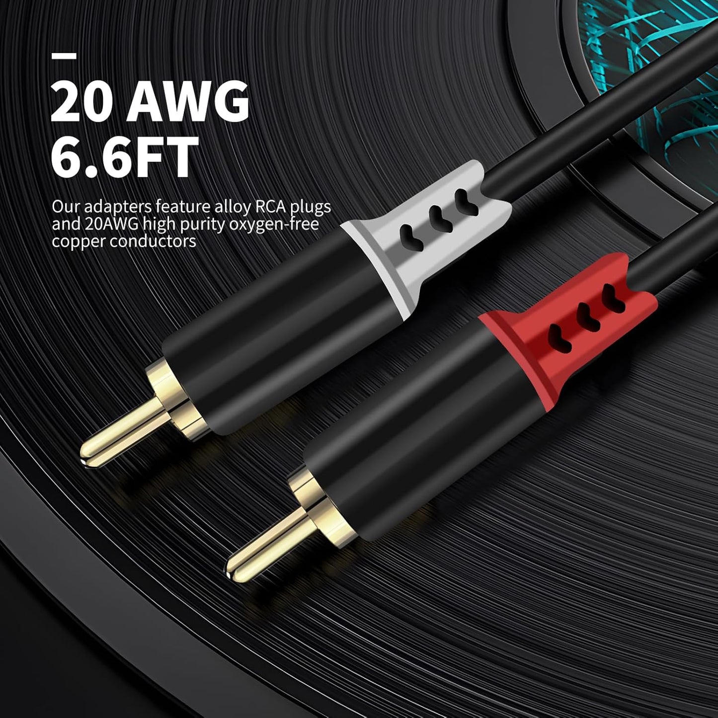 RULGOI 2 20AWG, 6.6FT RCA to Speaker Wire Adapter, Bare Wire Speaker Cables to RCA Plug Adapter Repair Speaker Wire