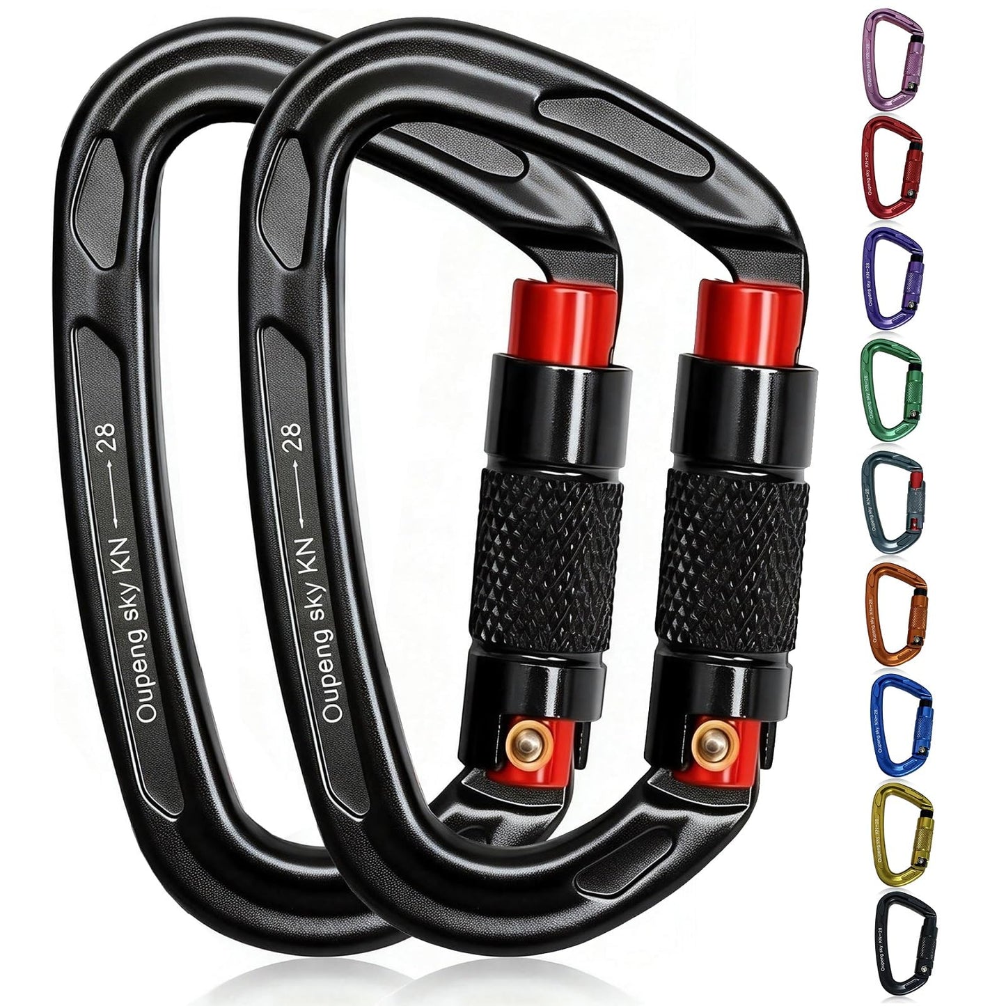Auto Locking Carabiner Clips - 28KN (6172lbs) Heavy Duty Caribeaners ，2PCS Large Carabiner Clip for Keychains，Hammock，Camping, Gym, Hiking, Outdoor ，Dog Leash
