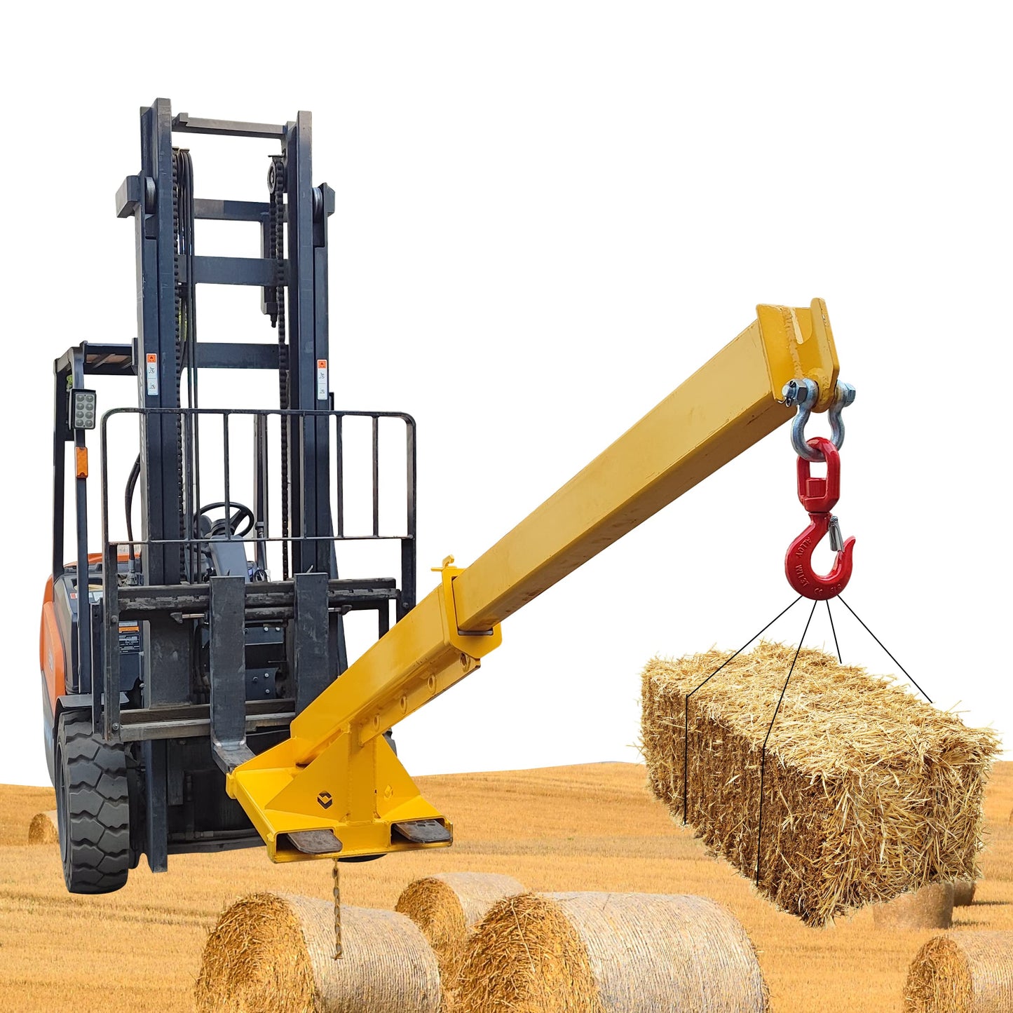 TECHTONGDA Adjustable Forklift Jib Boom Crane Forklift Mobile Crane, Fork Mounted Telescoping Crane Jib Boom for Warehouse or Factories, Adjustable Boom 63"-98", 4400 LB/ 2T Capacity