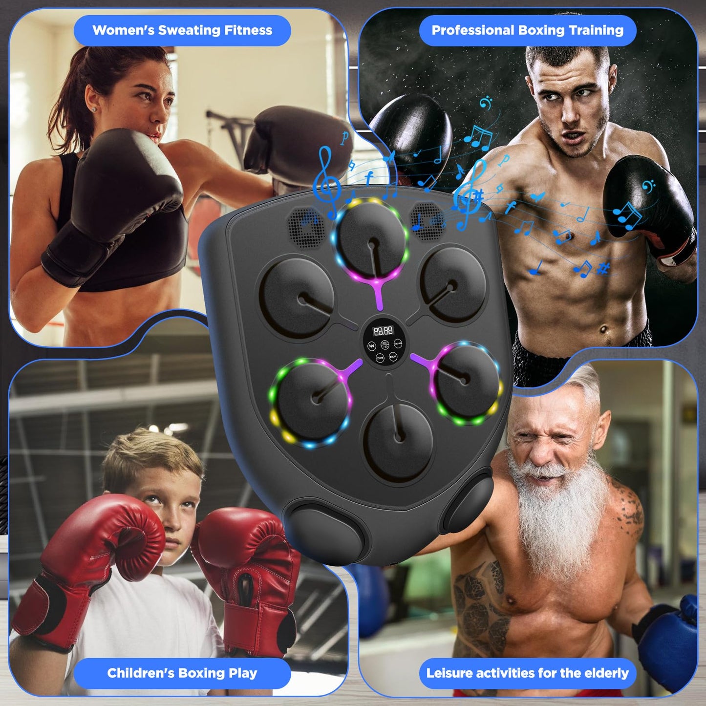 YORWHIN Smart Music Boxing Machine for Adults and Kids, Bluetooth Boxing Equipment with Boxing Gloves, Wall Mounted Electronic Punching Machine for Home Gym Workout Indoor