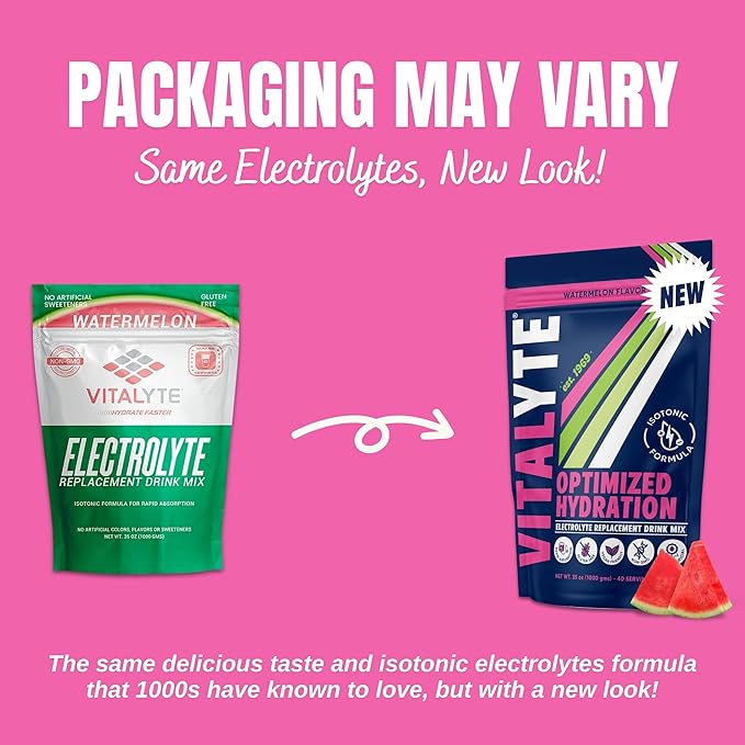 Vitalyte Electrolyte Powder Drink Mix, Isotonic Electrolyte Hydration Mix, Bulk Case Pack (12 Pack, Watermelon)