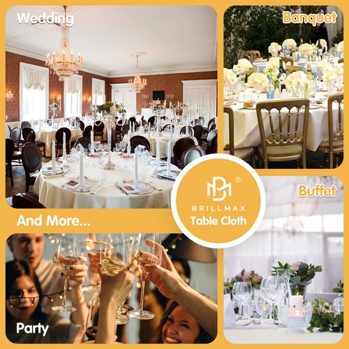 BRILLMAX 4 Pack Ivory Round Tablecloths 120 Inch for 60” Tables - 150 GSM Polyester Fabric, Floor Length Drop, Water, Stain & Wrinkle Resistant Cloth Cover for Wedding Reception Banquet Dining
