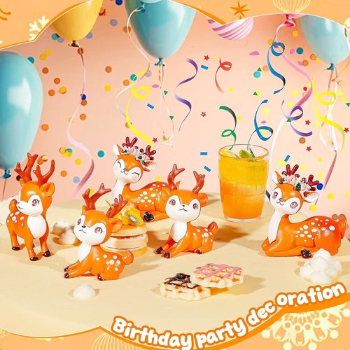 Exasinine Miniature Deer Figurines - 12Pcs Woodland Animal Decor for Crafts & Fairy Gardens
