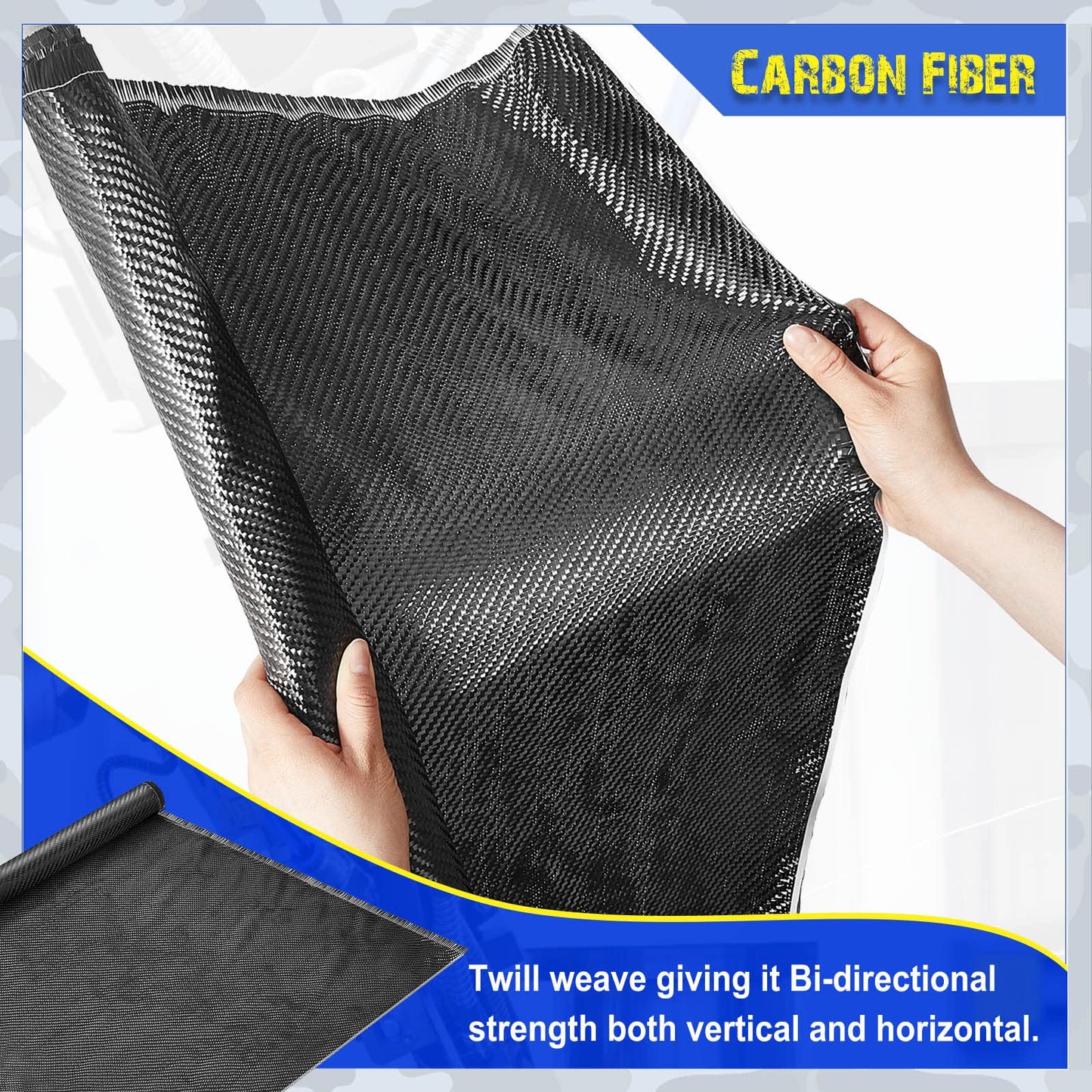 Tudomro 4.17ft x 39.4'' Carbon Fiber Fabric Black Pure Carbon Fiber Sheet 2 x 2 Twill Weave-3k/220g for Cars Structural Reinforcement on Concrete Wall Basement Boat Repair (1 Roll)