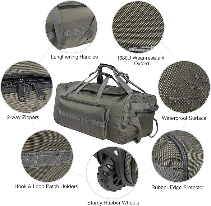 REDCAMP 85L/120L/140L Foldable Duffle Bag with Wheels, Large Travel Duffel Bag