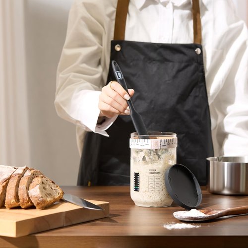 Kook Sourdough Starter Kit - Complete Set with Glass Jar, Thermometer & Guide | 30 oz