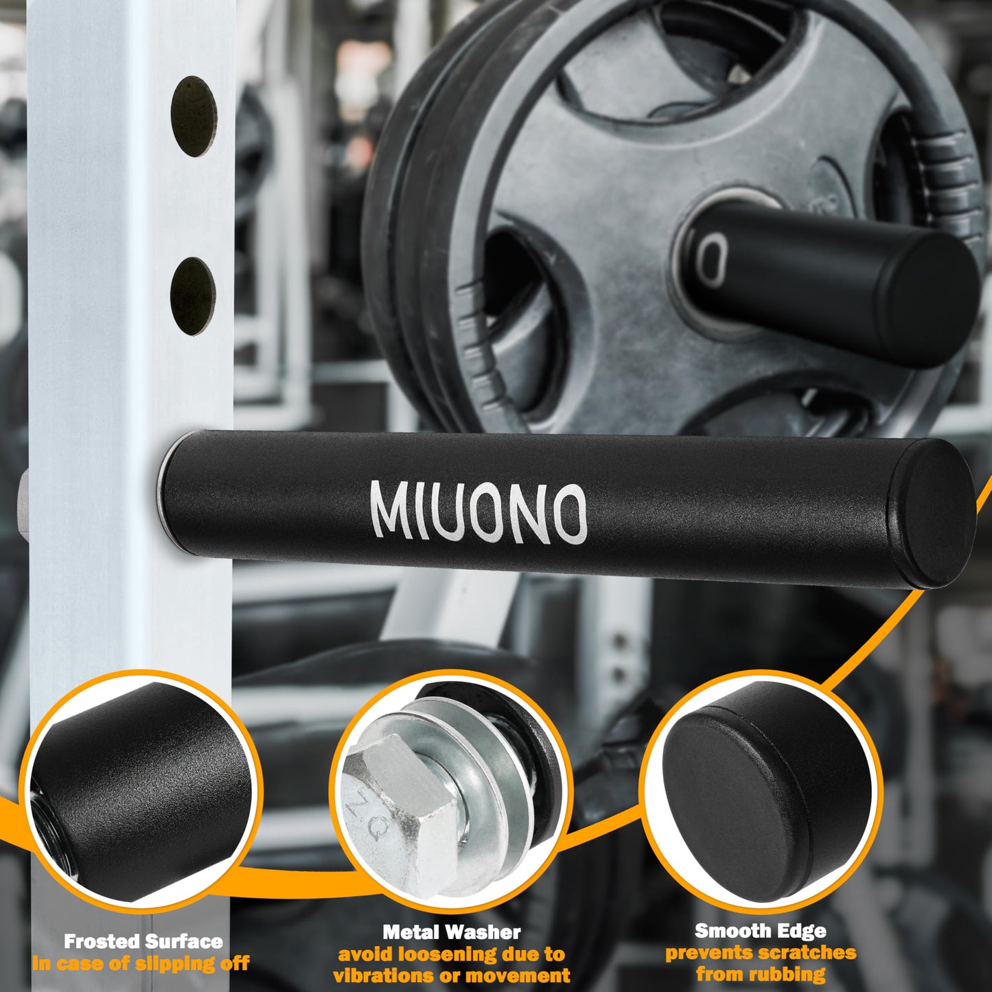 MIUONO Weight Plate Holder, Power Rack Attachments Squat Rack Weight Plate Holder Storage for 2 inch Olympic Plates, 2x2 3x3 2x3 Power Cage for 1 inch holes (4 Pack)