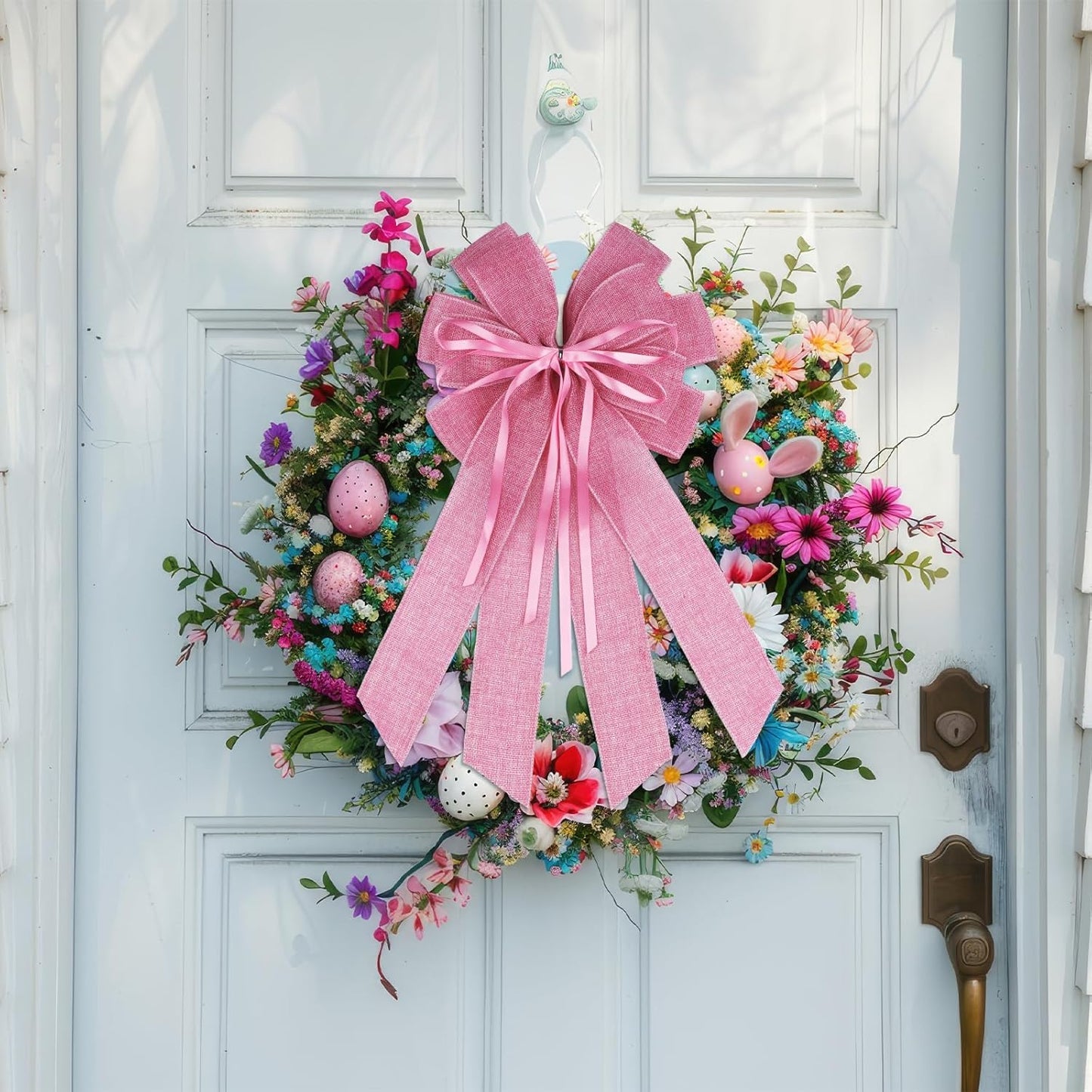 YKW Large Baby Pink Burlap Bow - 20x11 Inch Farmhouse Wreath Decor | Perfect for Baby Showers & Parties