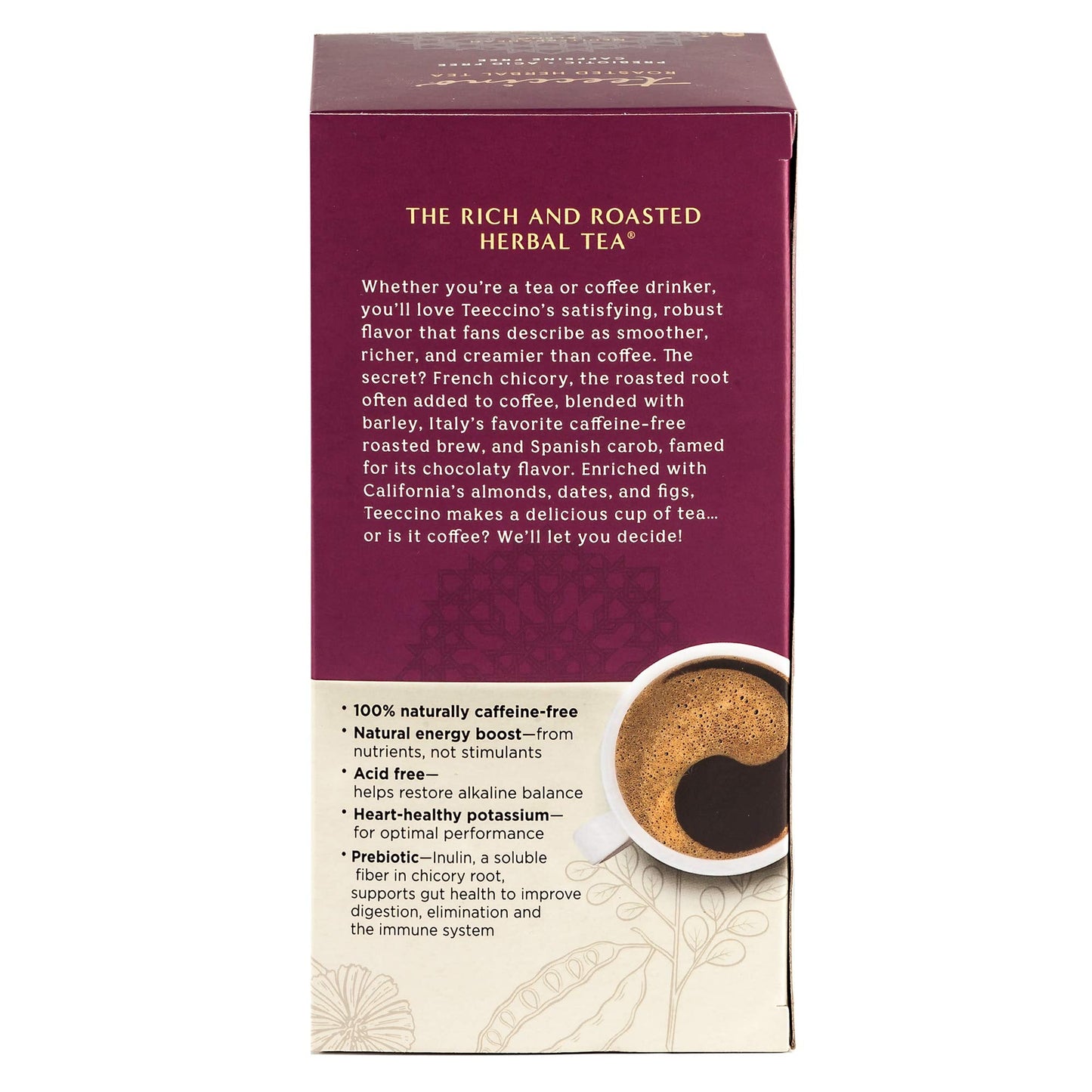 Teeccino Java Herbal Tea - Rich & Roasted Herbal Tea That’s Caffeine Free & Prebiotic for Natural Energy, 25 Tea Bags