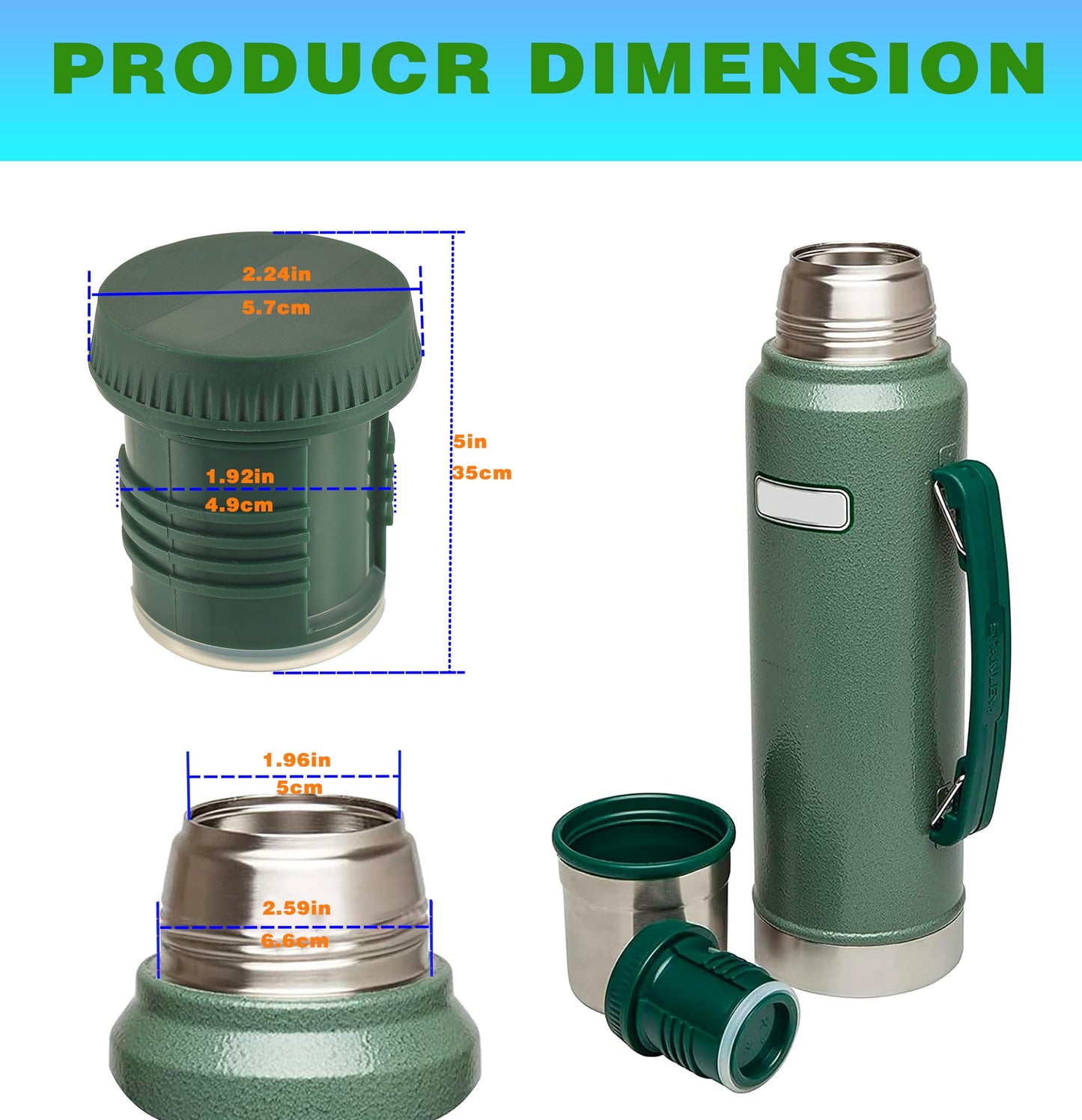 Replacement thermos stopper for Classic Vacuum Insulated Jars (1.1 QT, 2 QT)