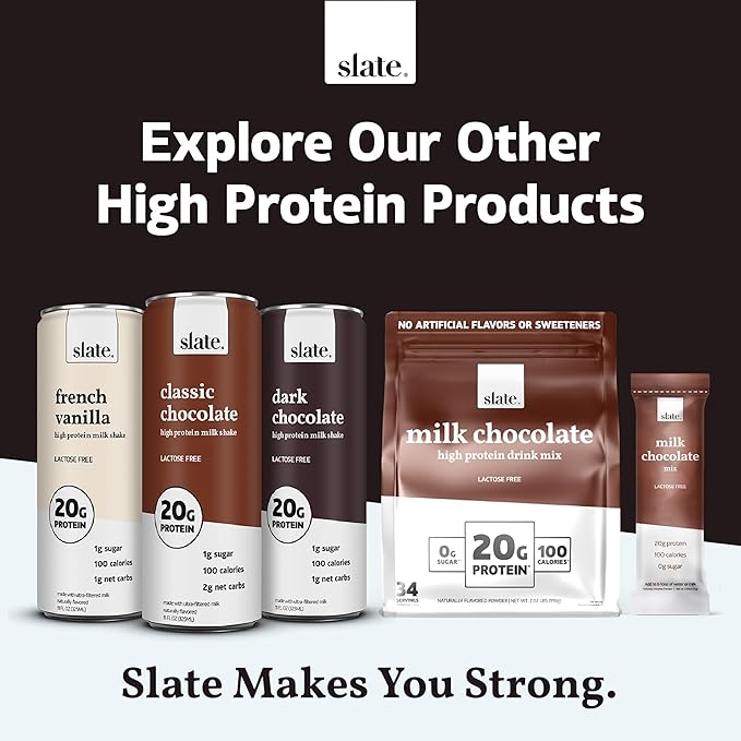 Slate Milk - High Protein Iced Coffee - Mocha Latte - 175mg Caffeine, Lactose Free Energy - 20g Protein, 1g Sugar, 110 Calories, 3g Net Carbs, No Sugar Added - Protein Coffee - 11 fl oz, 12 Cans