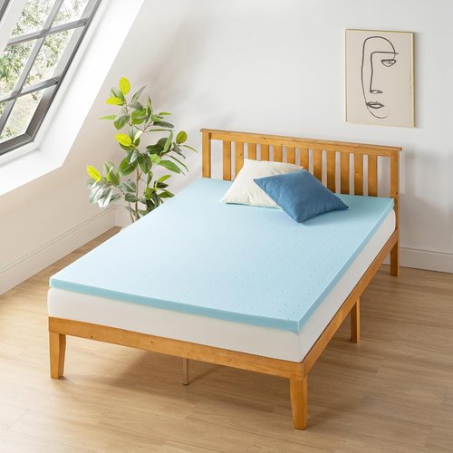 Best Price Mattress 1.5 Inch Ventilated Memory Foam Mattress Topper - Cooling Gel Infusion | Queen Size, CertiPUR-US Certified