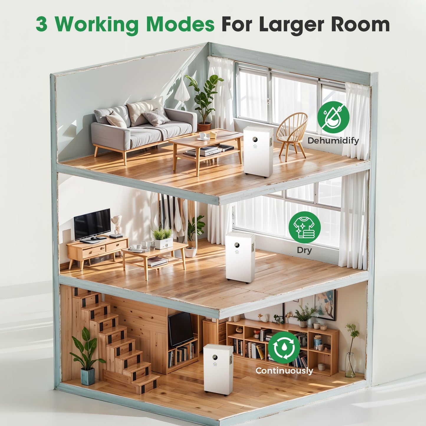 6,500 Sq.Ft Dehumidifier for Basement with Drain Hose, 186 OZ Water Tank, 60 Pint Dehumidifiers for Large Home with Three Operation Modes, Intelligent Humidity Control, 24HR Timer for Bathroom
