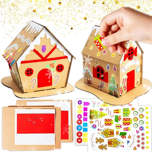 JeVenis Gingerbread House Craft Kit - DIY 3D House Building Set for Kids | Perfect Christmas Decoration