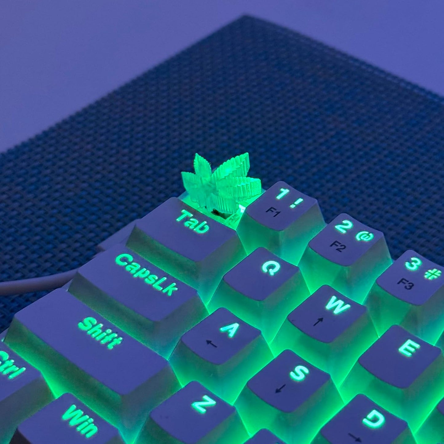 TRENDY WHIMSY Custom Mechanical Keyboard Keycaps Green Leaf Design , PBT Dye-Sub, Cherry MX Compatible, Unique Limited