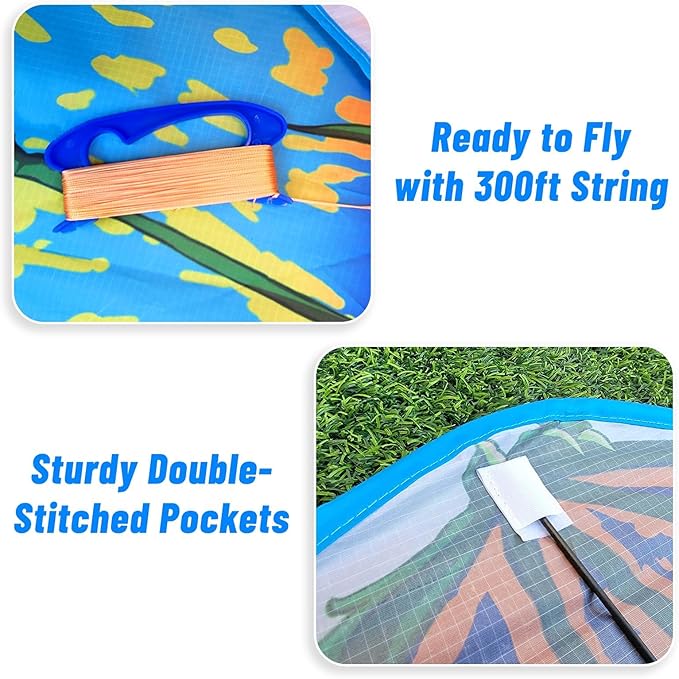 Mint's Colorful Life Dragon Kite for Kids & Adults, Easy to Fly Best Beach Kites for Beginners, 300ft Kite String Included