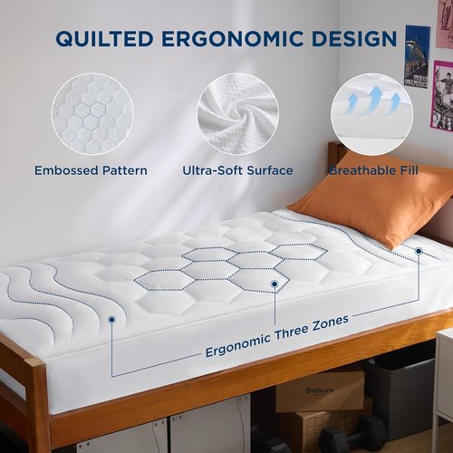 Bedsure Twin XL Mattress Pad - Soft Quilted Topper for College Dorms | Washable, Extra Long 39x80 Inches