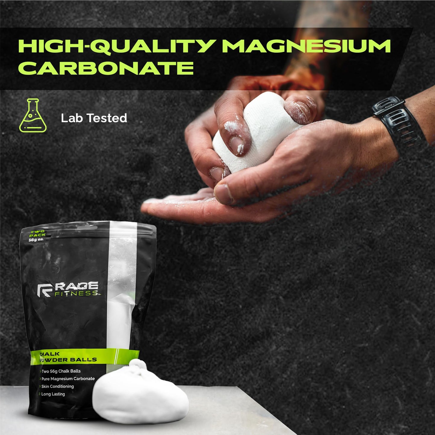 Rage Fitness Gym Chalk Balls, Magnesium Carbonate Athletic Chalk for Excellent Grip, Gym Workout Grip Chalk, Weightlifting, Gymnastics - 2 pack