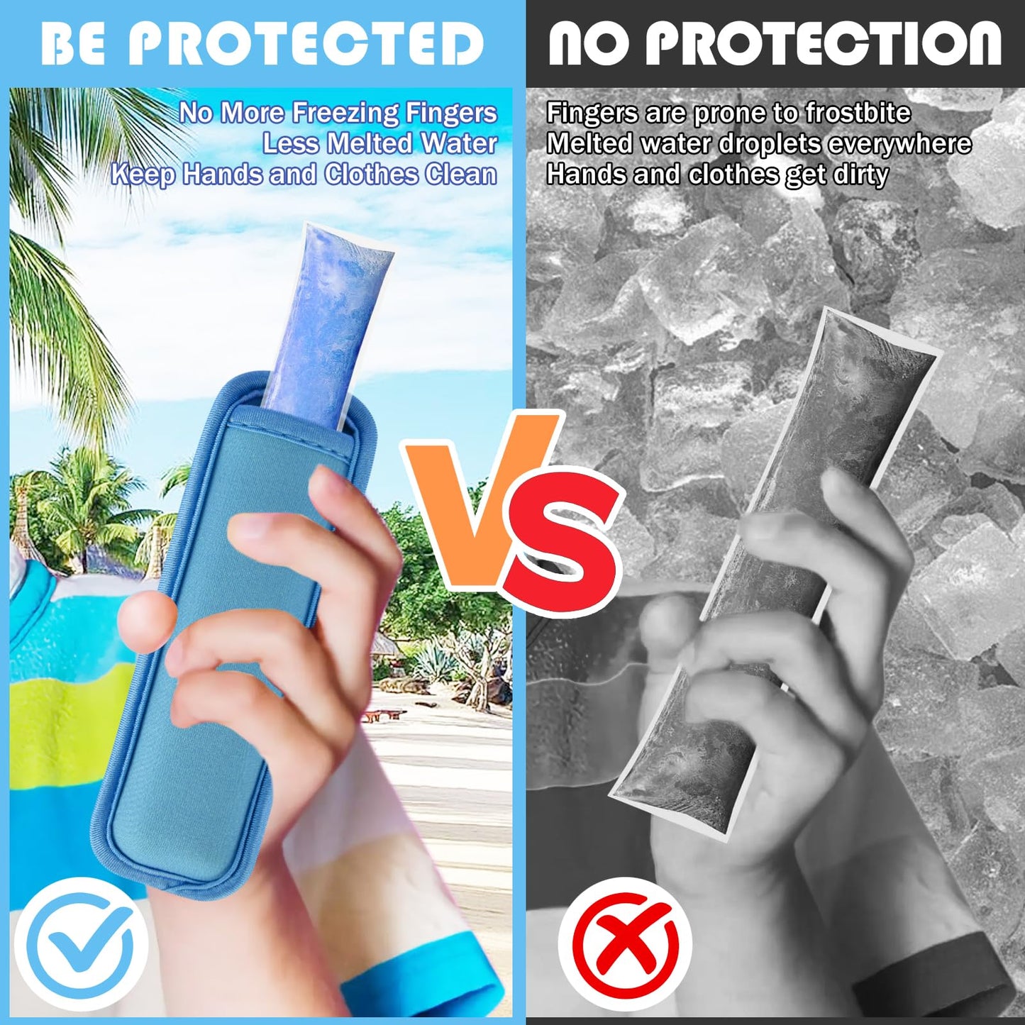 Desing Wish 15 Pack Reusable Popsicles Holders for Kids Anti Frostbite Ice Pop Holder Sleeves Neoprene Freeze Pop Holders (15 Colors)