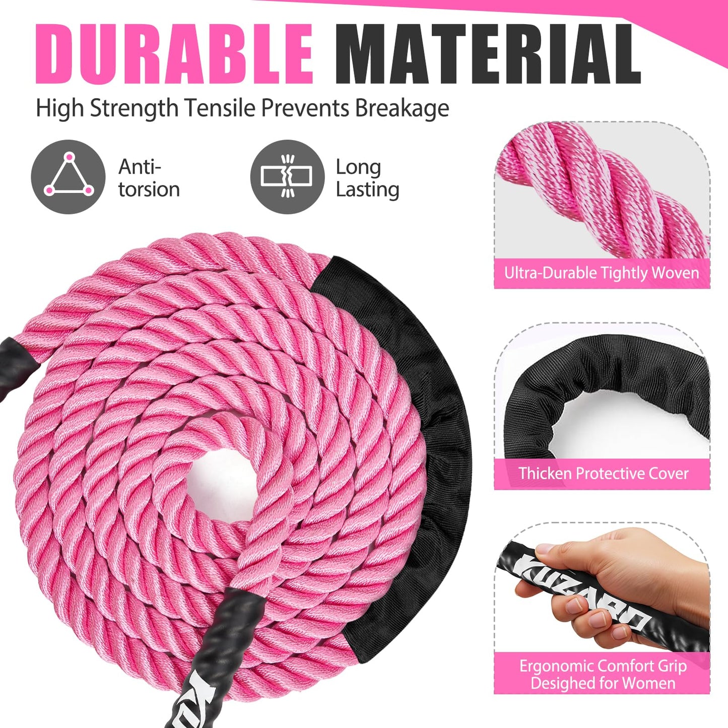 KUZARO Jump Rope, Weighted Jump Rope for Women, Heavy Jump Ropes for Fitness, Home Gym Exercise Equipment, Adult Skipping Rope for Strength Training, Weight Loss, Boxing Training,Total Body Workout Equipment