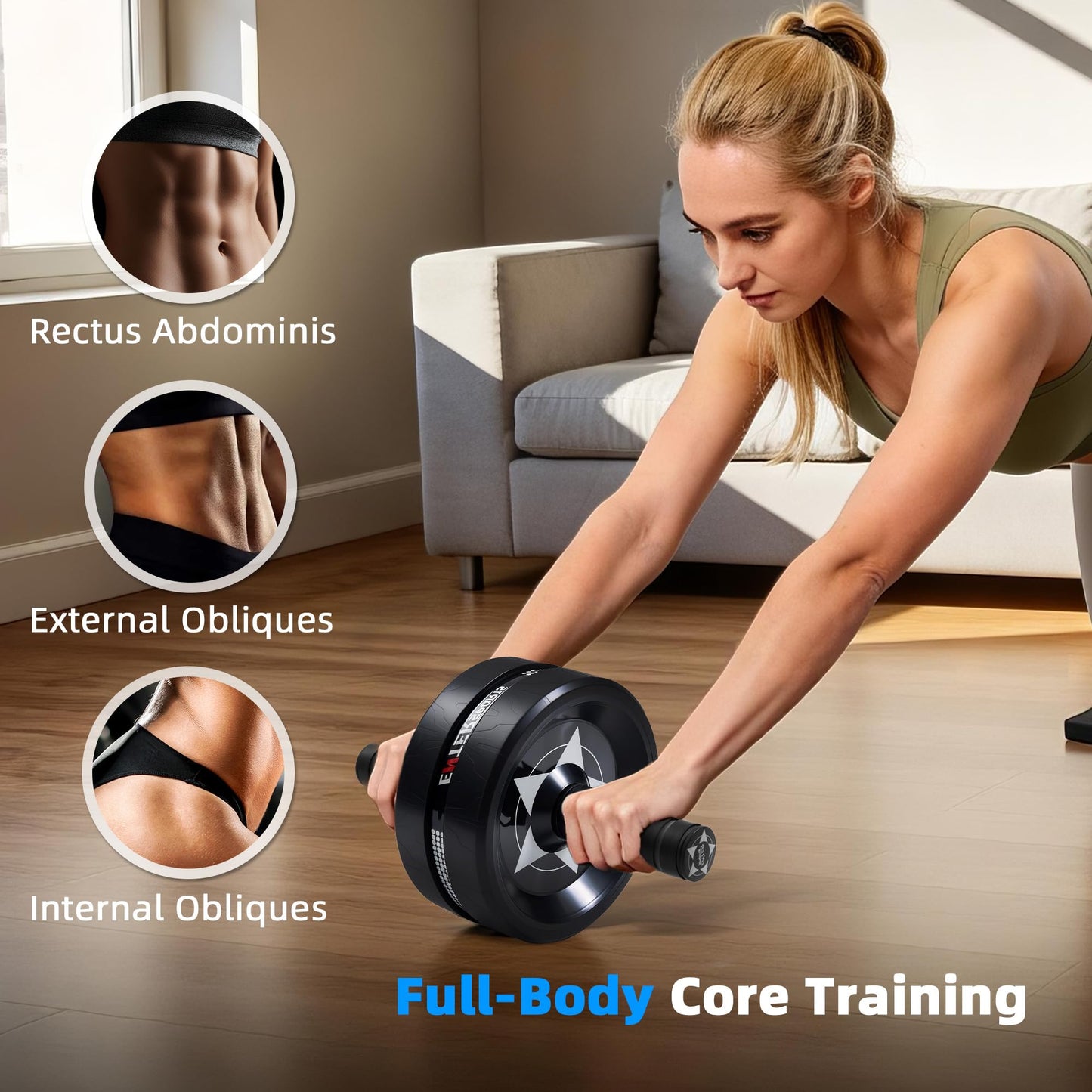 EnterSports Ab Roller Wheel for Abs Workout - Abdominal Exercise Equipment with 2 Knee Pads for Home Gym, Core Strength Training, Fitness Equipment for Men & Women (Silver Grey)