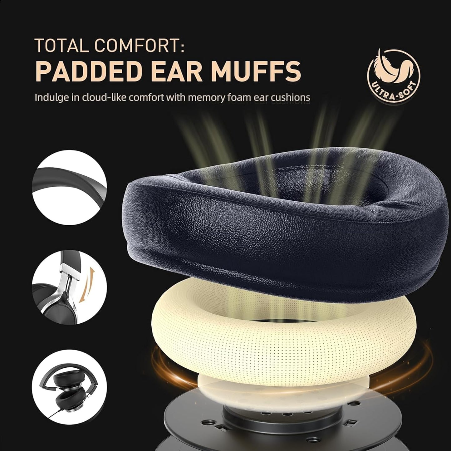 3.5mm AILIHEN Wired Headphones with Microphone, Over-Ear Foldable Corded Head Phones with Volume Control Jack for Teens