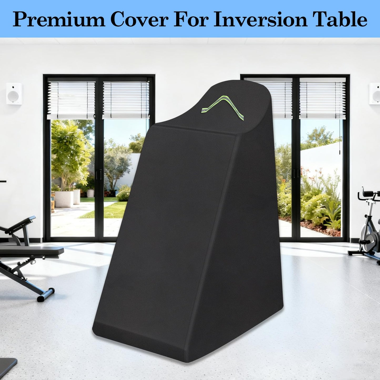 Klmnop Inversion Table Cover with Zipper and Handle, Waterproof Dustproof Protective Cover for Inversion Chair and Tables, Fit Most Inversion Equipment Indoor Outdoor, 47" L x 28.7" W x 63" H(Black)