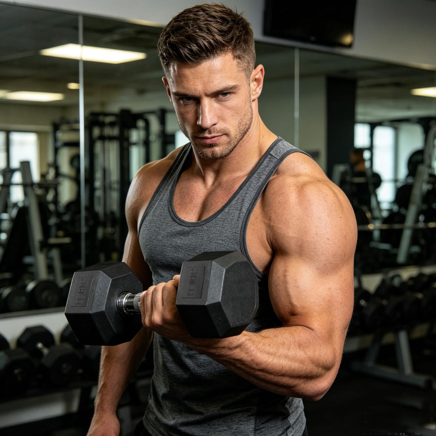 60 lbs Hex Dumbbell Set for Fitness – Rubber & PVC Coated, Anti-Slip Grip, Odorless, Free Weights for Men & Women – Strength Training at Home Gym, (5lbx2+10lbx2+15lbx2)