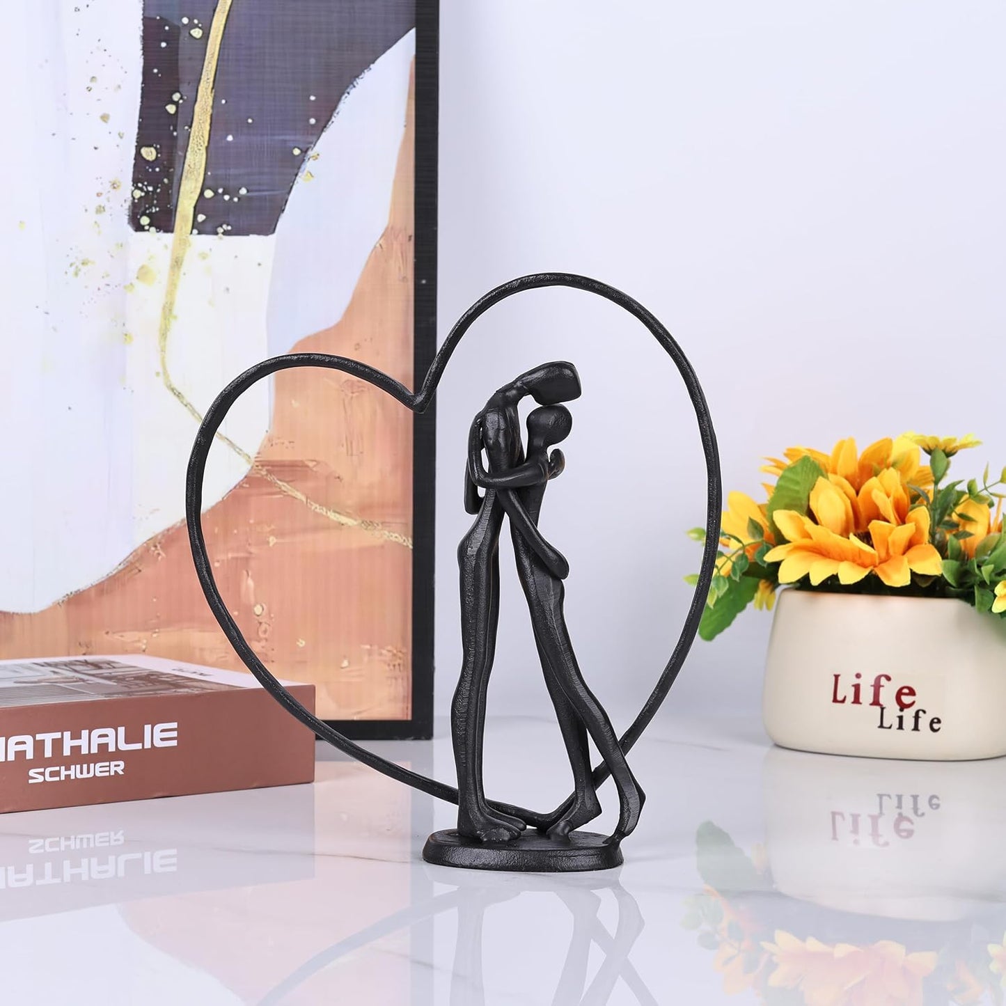 Suruim Anniversary Iron Sculpture - Romantic Heart Statue Gift for Couples | Perfect Valentine's Day Present