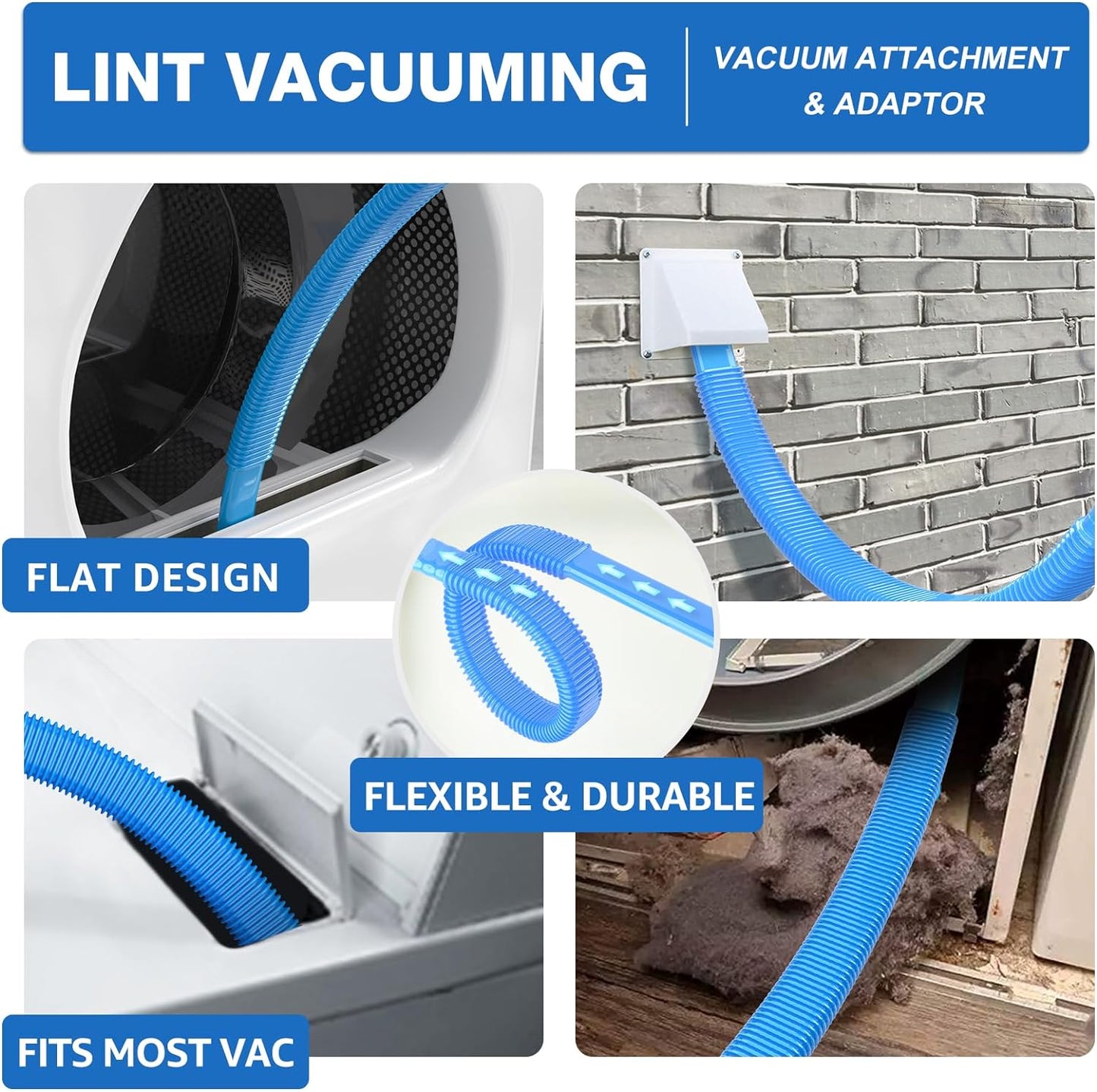 PetOde Dryer Vent Cleaner Kit - 32-Feet Lint Remover with Flexible Brush & Vacuum Attachments
