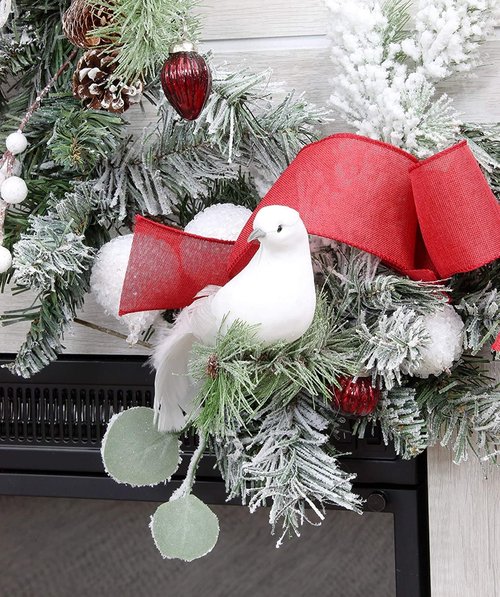 Darware Large White Doves - Set of 3 | 8-Inch Long Artificial Figures for Christmas & Wedding Decor