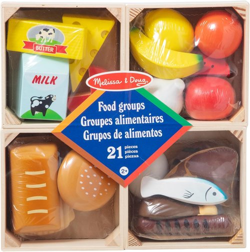 Melissa & Doug Food Groups - 21-Piece Wooden Pretend Play Food Set | Kids Kitchen Accessories for Ages 3+